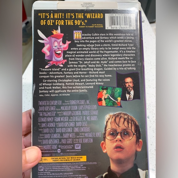 Donated - The Pagemaster VHS #8641 tape in clamshell. - Picture 2 of 7